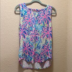 LuluB Pink Palm Tree Sleeveless Top
